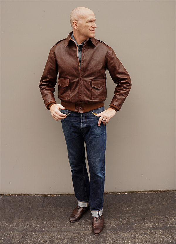 Good Wear Leather Aero W535-ac-16160 Type A-2 Jacket Front View 