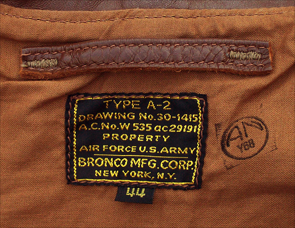 Good Wear Leather's Bronco MFG. Co. Type A-2 Label