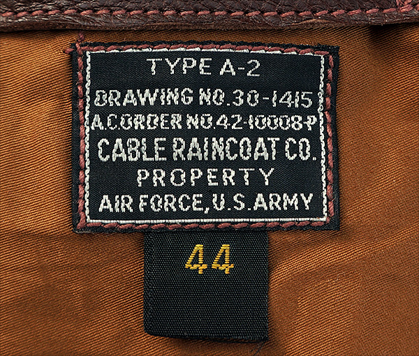 Cable Raincoat Co. 42-10008-P Type A-2 Army Air Force Horsehide Flight Jacket