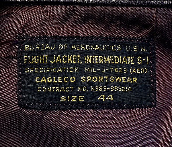 Original Cagleco Sportswear G-1 MIL-J-7823 1956 Goatskin U.S. Navy Flight Jacket