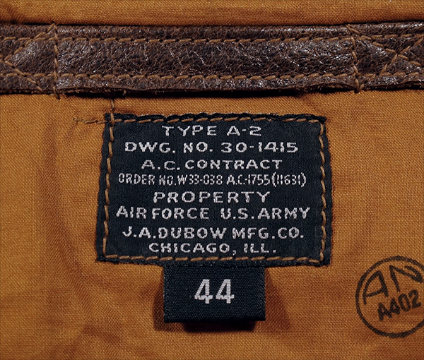 Good Wear Leather Coat Company — Sale J.A. Dubow 1755 Type A-2 Jacket