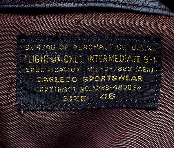 Original Cagleco Sportswear U. S. Navy G-1 MIL-J-7823 Flight Jacket