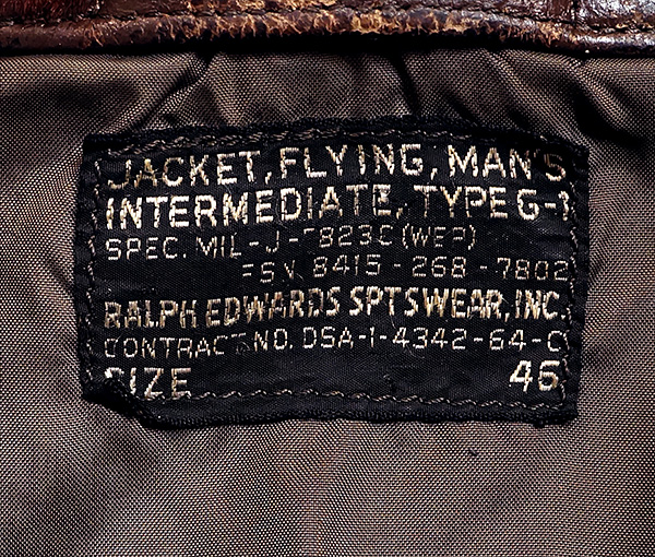 Ralph Edwards G-1 MIL-J-7823C U.S. Navy Goatskin Flight Jacket