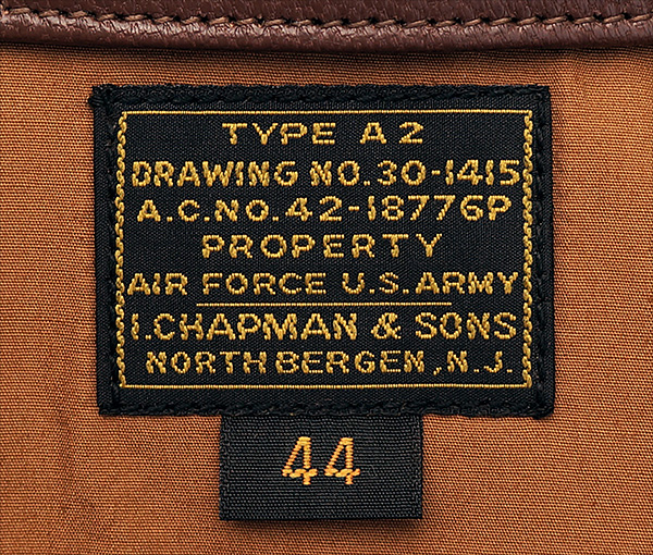 I. Chapman & Sons Spiewak Type A-2 Army Air Corps Goatskin Flight Jacket
