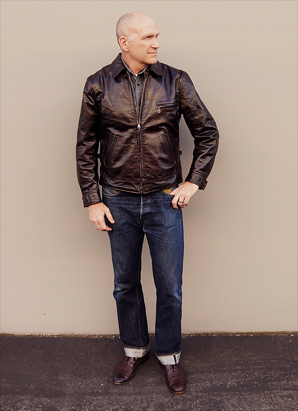 Good Wear Californian Imperial Horsehide Half-Belt Motorcycle Jacket