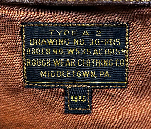 Rough Wear W535-AC-16159 Type A-2 Army Air Force Horsehide Flight Jacket