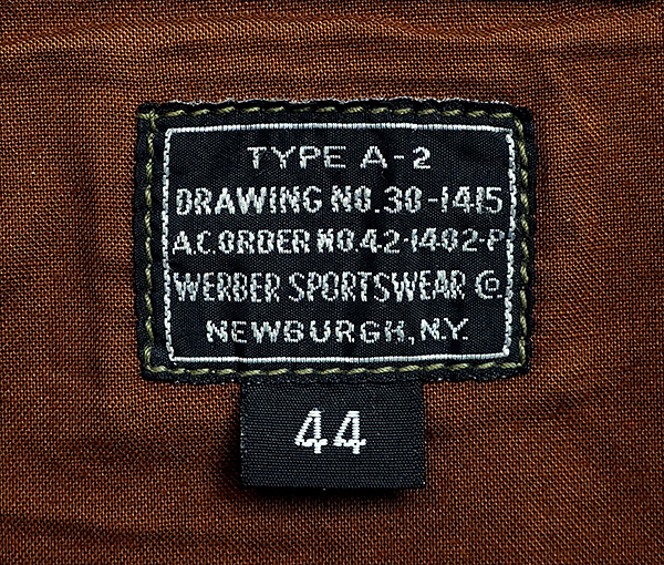 Werber Sportswear 42-1402-P Type A-2 Army Air Force Shinki Horsehide Flight Jacket