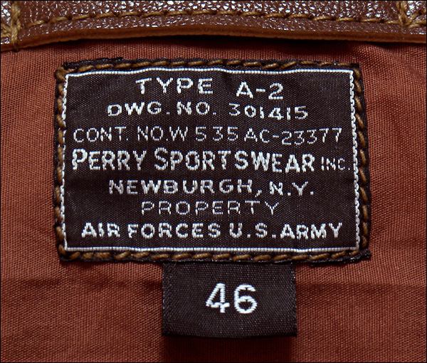 Good Wear Leather's Perry Sportswear Type A-2 Label