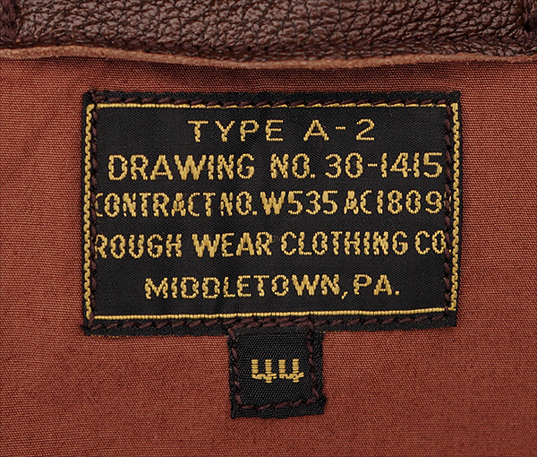 Good Wear reproduction Label based on the Rough Wear W535-ac-18091 A-2 contract of WWII