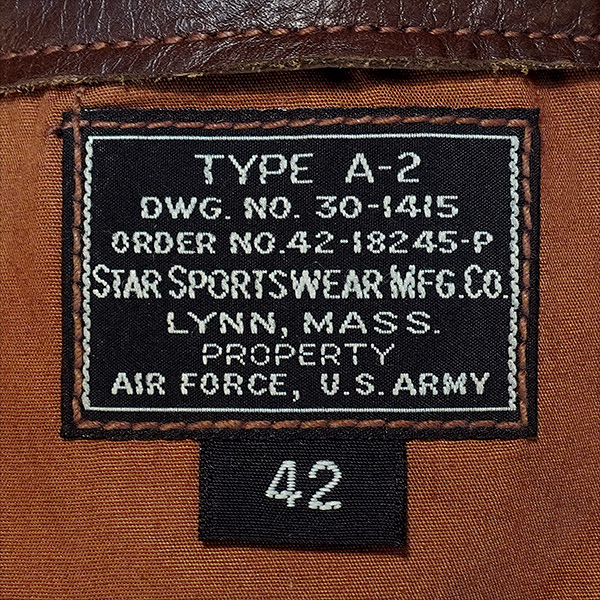 Good Wear Leather's Star Sportswear Type A-2 Jacket Label